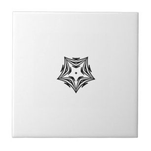 White star black outline white background ceramic tile