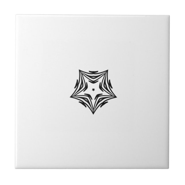 White star black outline white background ceramic tile (Front)