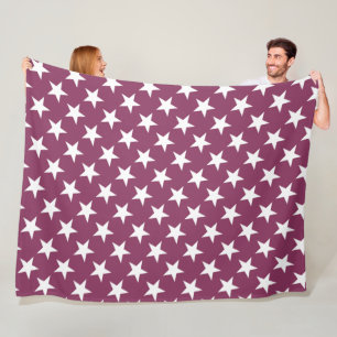 White Star Chic Bordeaux Colour Design Modern Star Fleece Blanket