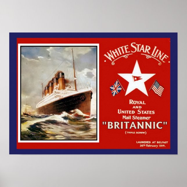 White Star Line Britannic Ship Poster (Front)