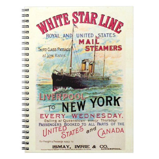 WHITE STAR LINE OCEAN MAIL STEAMER NOTEBOOK (Front)