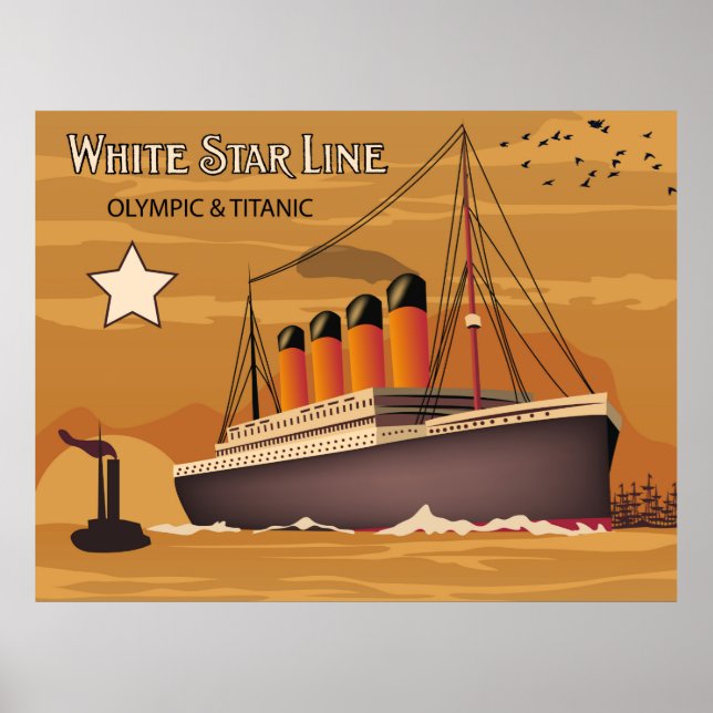 White Star Line, Olympic and Titanic Oversea Ship Poster (Front)