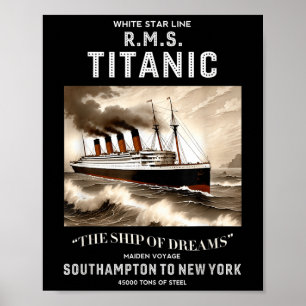 White Star Line Rms Titanic Ship Boys Kids Men Poster