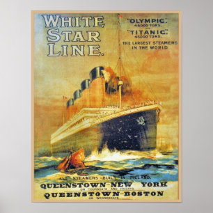 White Star Line Titanic & Olympic ad Poster