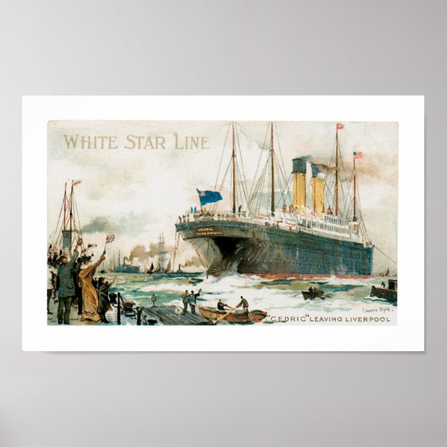 White Star Line's Cedric Leaving Liverpool Poster (Front)