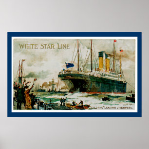 White Star Line's Cedric Leaving Liverpool Poster
