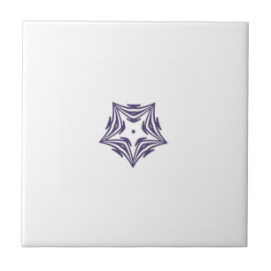 White star mauve purple outline white background ceramic tile