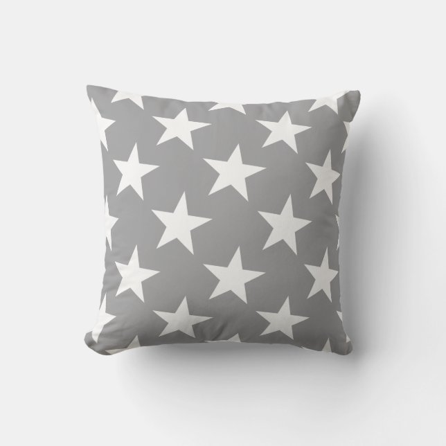 White Star Modern Elegant Grey Colour Background Cushion (Front)