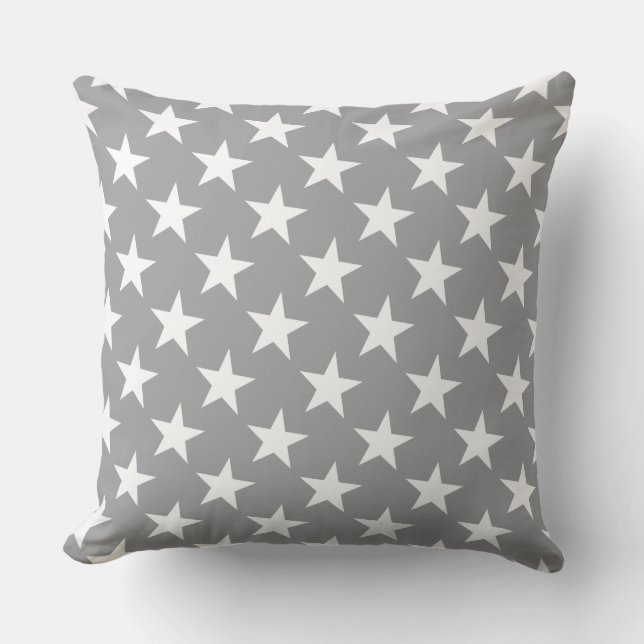 White Star Modern Elegant Grey Colour Background Cushion (Front)