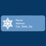 White Star of David Return Address Label<br><div class="desc">Click "customise to personalise background colour and fonts.</div>