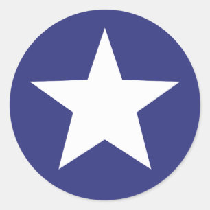 White Star on Blue Patriotic Classic Round Sticker