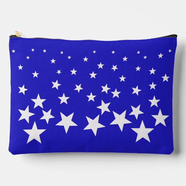 White star pattern on blue background accessory pouch (Front)