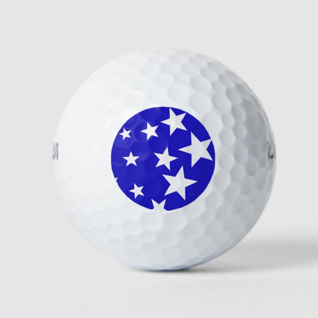 White star pattern on blue background golf balls (Front)