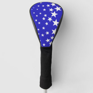 White star pattern on blue background golf head cover