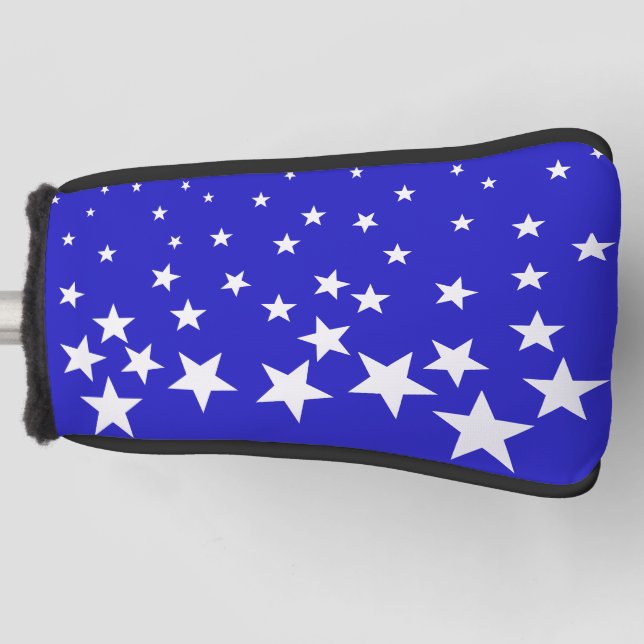 White star pattern on blue background golf head cover (Front)