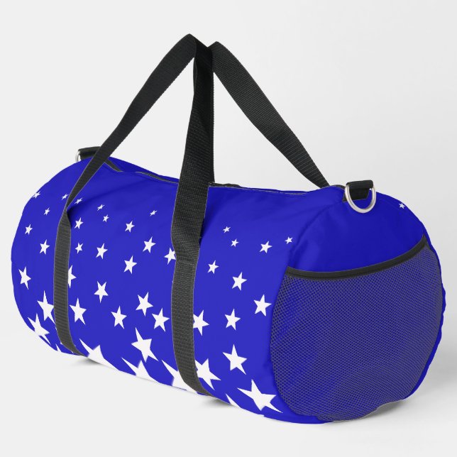 White star pattern on blue background small duffle bag (Right Corner)