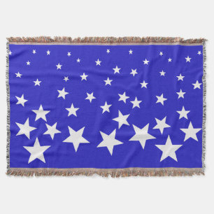 White star pattern on blue background throw blanket