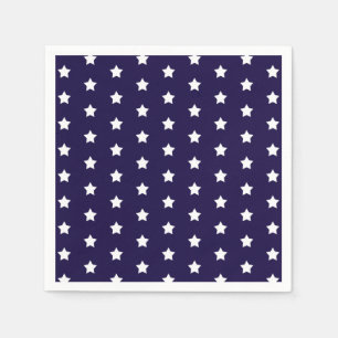 White Star Pattern on Custom Navy Blue Party Napkin
