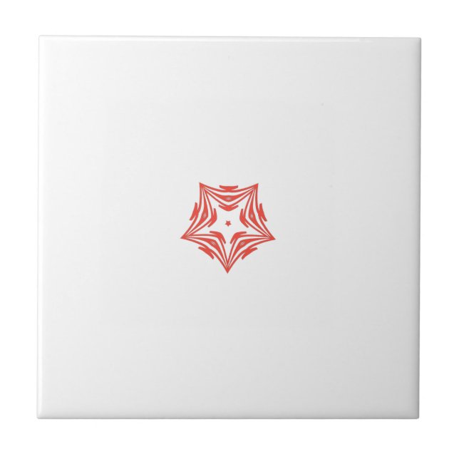 White star red outline white background ceramic  ceramic tile (Front)