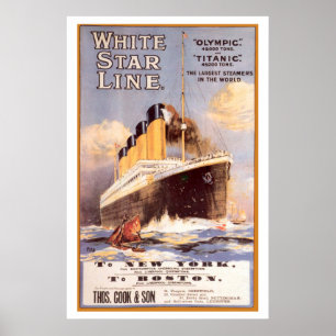 White Star Titanic and Olympic Vintage Poster