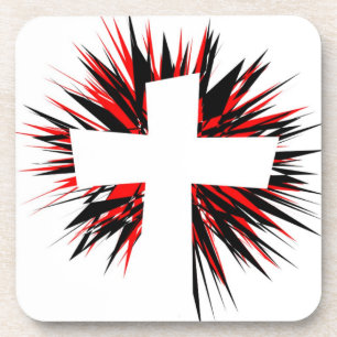 WHITE STARBURST CROSS COASTER