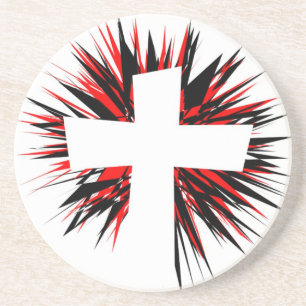 WHITE STARBURST CROSS COASTER