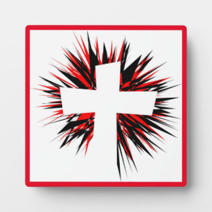 WHITE STARBURST CROSS PLAQUE