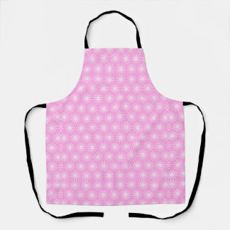 White Starburst Flowers on Pink Apron
