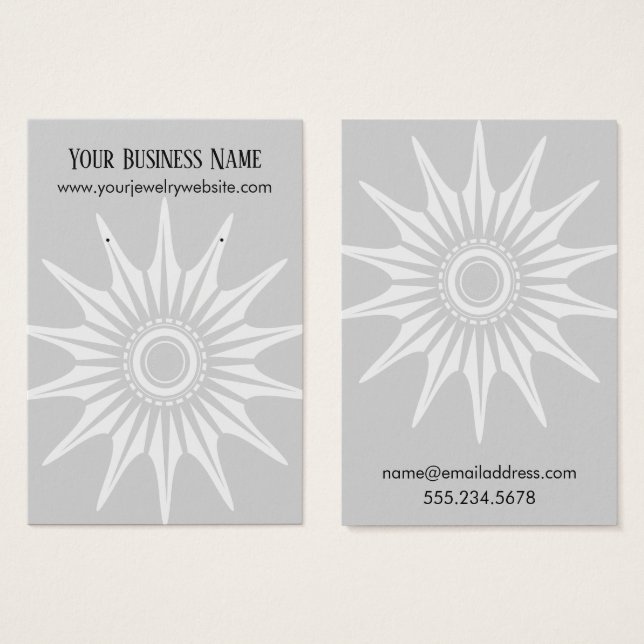 White Starburst, Grey Earring Holder Display Card (Front & Back)