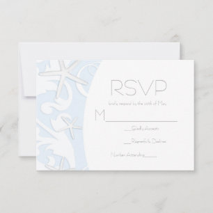 White Starfish Blue Beach Elegant Wedding RSVP