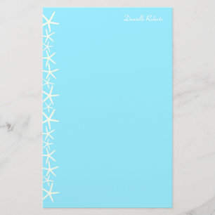 White Starfish Border Personalised Stationery