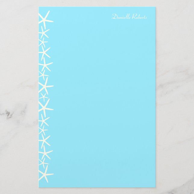 White Starfish Border Personalised Stationery (Front)