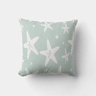White Starfish – Coastal Light Teal Design Cushion