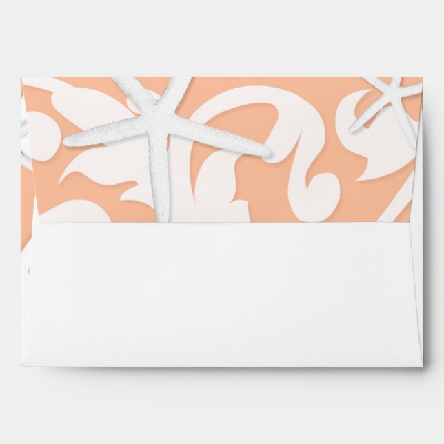 White Starfish Coral Beach Wedding Invitation Envelopes (Back (Top Flap))