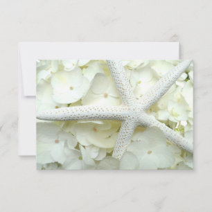 White Starfish Floral Blank Flat Note Card