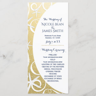 White Starfish Gold Beach Wedding Program