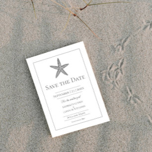 White Starfish Monogram Photo Save The Date