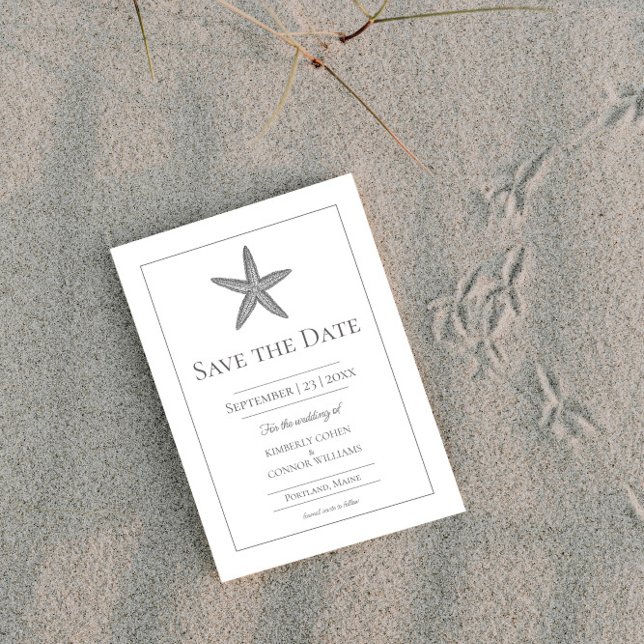 White Starfish Monogram Photo Save The Date (White Starfish Monogram Photo Save the Date)