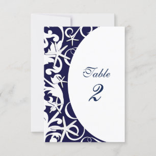 White Starfish Navy Blue Beach Table Numbers