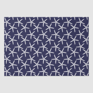 White starfish on a navy blue background tissue paper