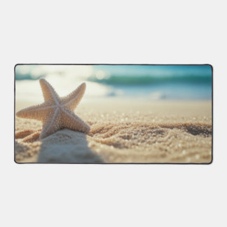 White Starfish on a Sunny White Sand Beach Desk Mat