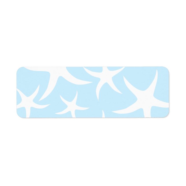 White Starfish Pattern on Light Blue. Return Address Label (Front)