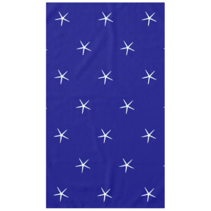 White Starfish Patterns Navy Blue Custom Nautical Tablecloth