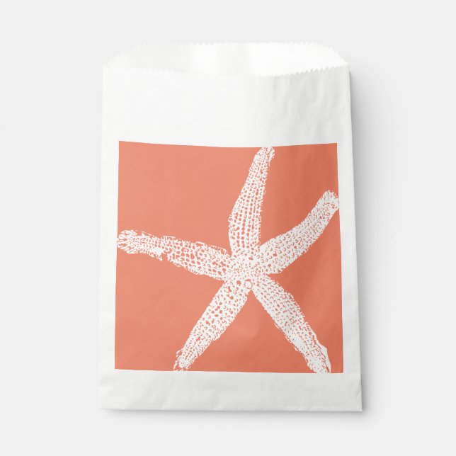 White Starfish Patterns Salmon Pink Orange Cool Favour Bag (Front)