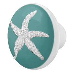 White Starfish & Your Background Colour Ceramic Knob