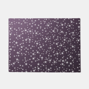 white stars in purple paper background doormat