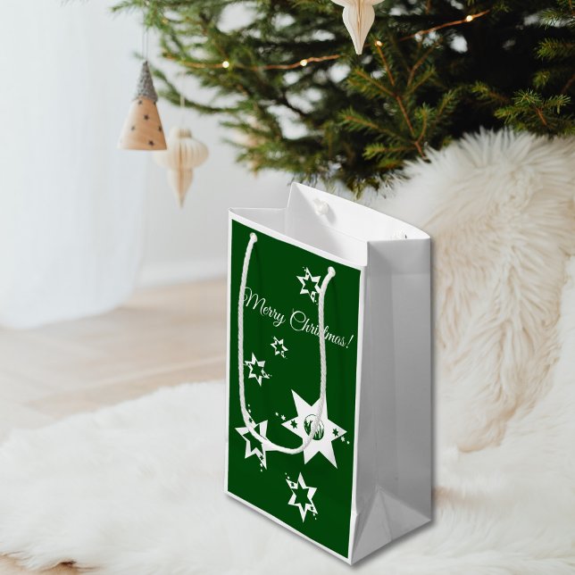 White Stars Lawn Care Service Logo Merry Christmas Small Gift Bag (White Stars Lawn Care Service Logo Merry Christmas Small Gift Bag)