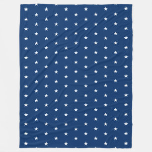 white stars navy blue pattern fleece blanket