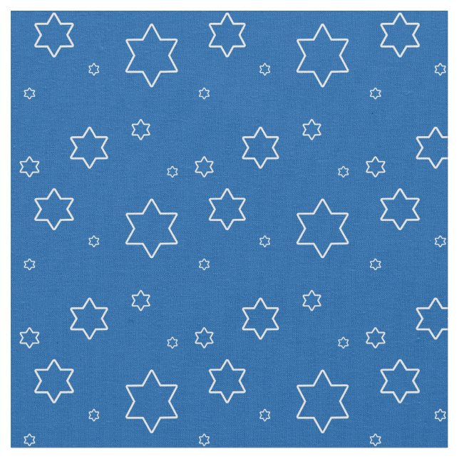 White Stars of David on blue Fabric (Close Up)