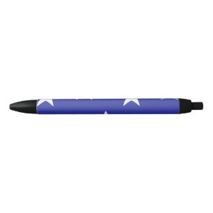 White stars on blue black ink pen
